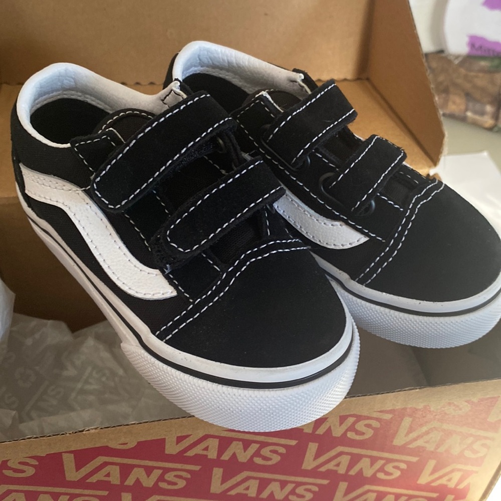 Vans, toddler size 6 , black Velcro straps
